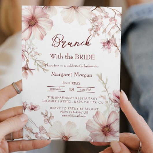 Kersenbloesem roze en witte brunch met bruid kaart