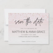 Kersenbloesem Roze en Witte Houten Save The Date (Voorkant)