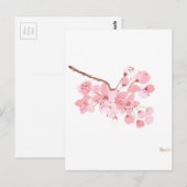 kersenbloesem roze florale elegant chic briefkaart (Voorkant / Achterkant)