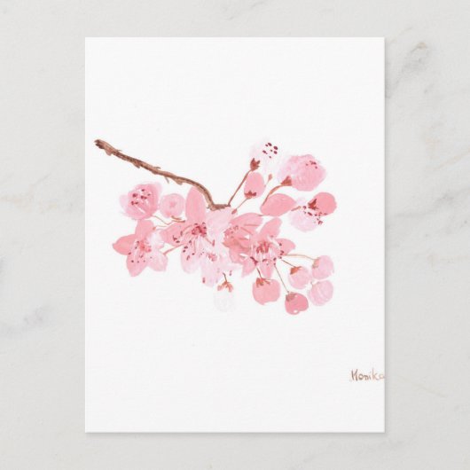 kersenbloesem roze florale elegant chic briefkaart (Voorkant)