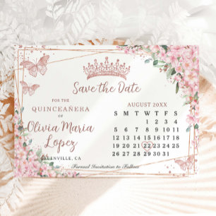 Kersenbloesem Roze Goud Quinceañera Kalender Save The Date