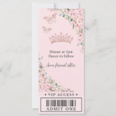 Kersenbloesem Roze Goud Quinceañera VIP Ticket Kaart (Achterkant)