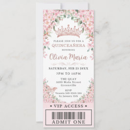 Kersenbloesem Roze Goud Quinceañera VIP Ticket Kaart