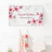 Kersenbloesem Roze Grijze Marmer Spandoek (Insitu)