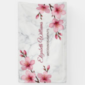 Kersenbloesem Roze Grijze Marmer Spandoek (Verticaal)