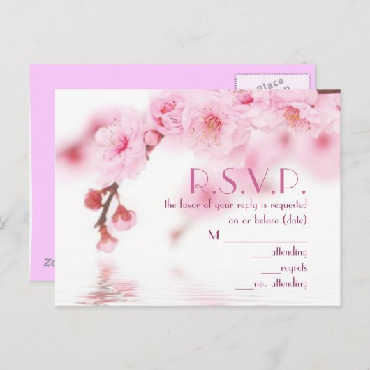 Kersenbloesem roze sakura Chinese bruiloft Uitnodiging Briefkaart (Voorkant / Achterkant)