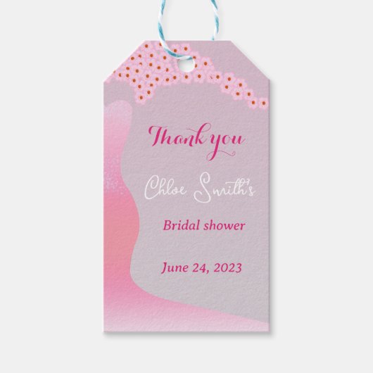 Kersenbloesem roze trouwjurk bruidsdouche cadeaulabel (Voorkant)
