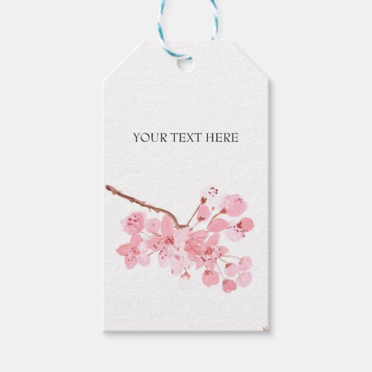kersenbloesem roze waterverf elegant Wedding Cadeaulabel (Voorkant)