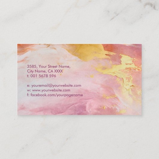 Kersenbloesem Roze Waterverf en Goud Visitekaartje (Achterkant)