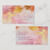 Kersenbloesem Roze Waterverf en Goud Visitekaartje (Voorkant / Achterkant)