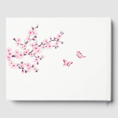 Kersenbloesem Roze Witte Aangepaste Trouwdag Gastenboek (Achterkant)