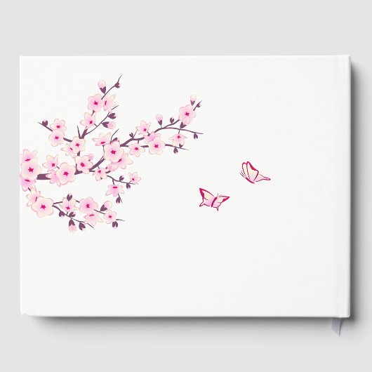 Kersenbloesem Roze Witte Aangepaste Trouwdag Gastenboek (Achterkant)