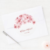 Kersenbloesem Roze Witte Bruiloft Ronde Sticker (Envelop)