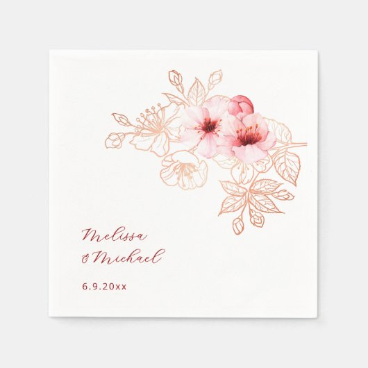 Kersenbloesem Roze Witte Bruiloft Servet (Voorkant)