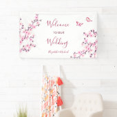 Kersenbloesem Roze Witte Bruiloft Spandoek (Insitu)
