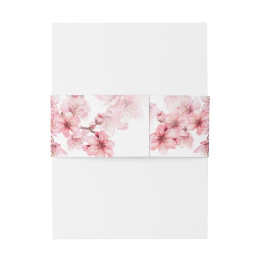 Kersenbloesem Roze Witte Bruiloft Uitnodigingen Wikkel (Achterkant Voorbeeld)