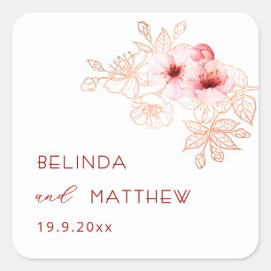 Kersenbloesem Roze Witte Bruiloft Vierkante Sticker