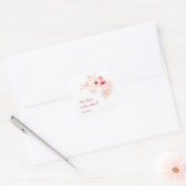 Kersenbloesem Roze Witte Bruiloft Vierkante Sticker (Envelop)