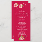 Kersenbloesem Roze Witte flora Bruiloft Menu (Voorkant / Achterkant)