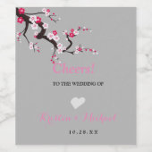 Kersenbloesem roze witte flora De bruiloft wijn Wijn Etiket (Enkel label)