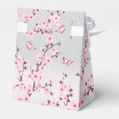 Kersenbloesem Roze Zilver Glitter Huwelijk Bedankdoosjes (Achterkant)