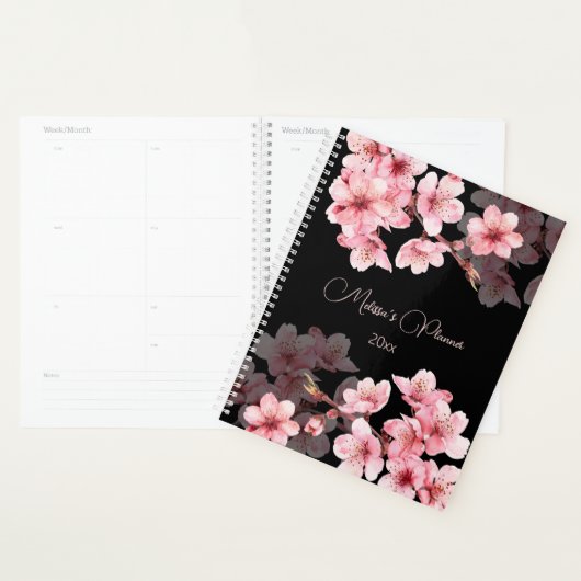 Kersenbloesem Roze Zwart Aangepast Planner (Display)