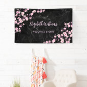 Kersenbloesem Roze Zwarte Marmeren Banner (Insitu)