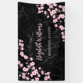 Kersenbloesem Roze Zwarte Marmeren Banner (Verticaal)