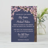 Kersenbloesem 's Nachts Trouw Uitnodiging (Staand voorkant)