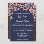 Kersenbloesem 's Nachts Trouw Uitnodiging (Voorkant / Achterkant)