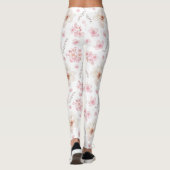 Kersenbloesem Sacura Patroon Wit Roze Bloemen Leggings (Achterkant)