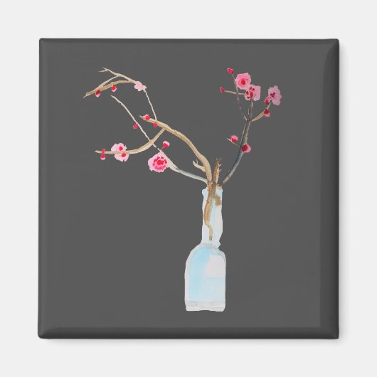 Kersenbloesem sakura aquarel kunst magneet (Voorkant)