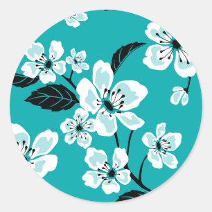KERSENBLOESEM - SAKURA (BLAUWGROEN) RONDE STICKER