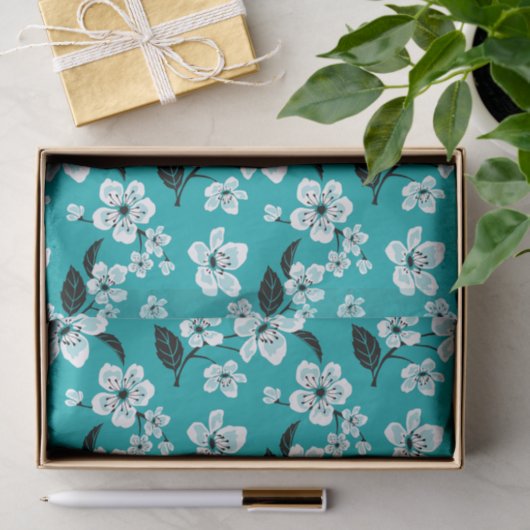 KERSENBLOESEM - SAKURA (BLAUWGROEN) TISSUEPAPIER (Geschenk)