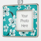 KERSENBLOESEM - SAKURA (BLAUWGROEN) VERZILVERD OMLIJST ORNAMENT (Links)