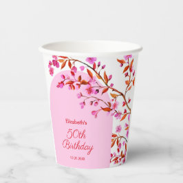 Kersenbloesem Sakura Bloem Roze Wit Verjaardag Papieren Bekers
