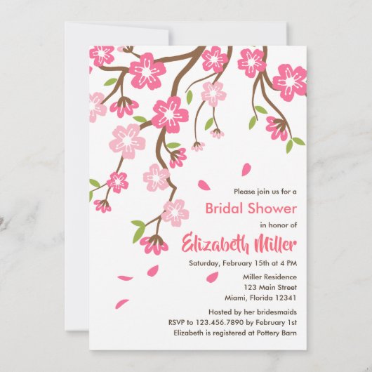 Kersenbloesem Sakura Bloemen Bruidsmeisje Feest Kaart (Achterkant)