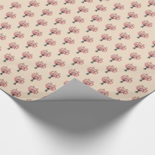 Kersenbloesem Sakura Boeket Patroon op Beige Cadeaupapier (Hoek)