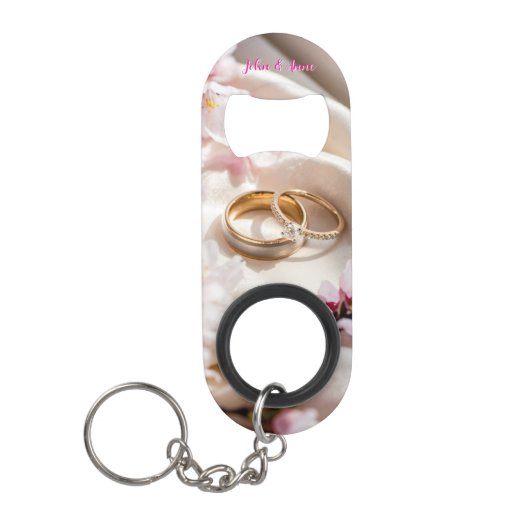 Kersenbloesem, Sakura en Trouwringen Mini Flessenopener (Voorkant)