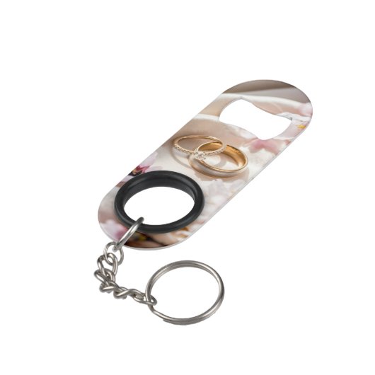 Kersenbloesem, Sakura en Trouwringen Mini Flessenopener (Achterkant Gekanteld)