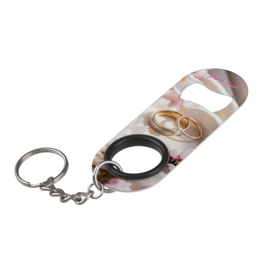 Kersenbloesem, Sakura en Trouwringen Mini Flessenopener (Voorkant Gekanteld)