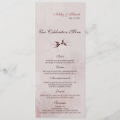 Kersenbloesem Sakura & Liefde Zwaluwen Bruiloftsme Menu (Achterkant)