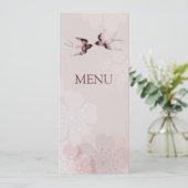 Kersenbloesem Sakura & Liefde Zwaluwen Trouwmenu Menu (Staand voorkant)