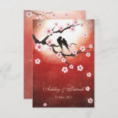 Kersenbloesem Sakura & LiefdesvogelsOntvangst Huwe Kaart (Voorkant / Achterkant)