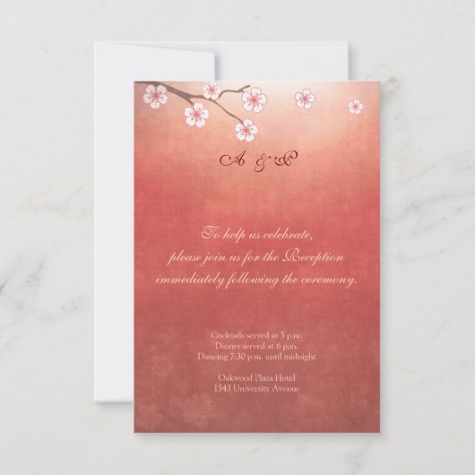 Kersenbloesem Sakura&LiefdesvogelsOntvangst Huweli Kaart (Achterkant)