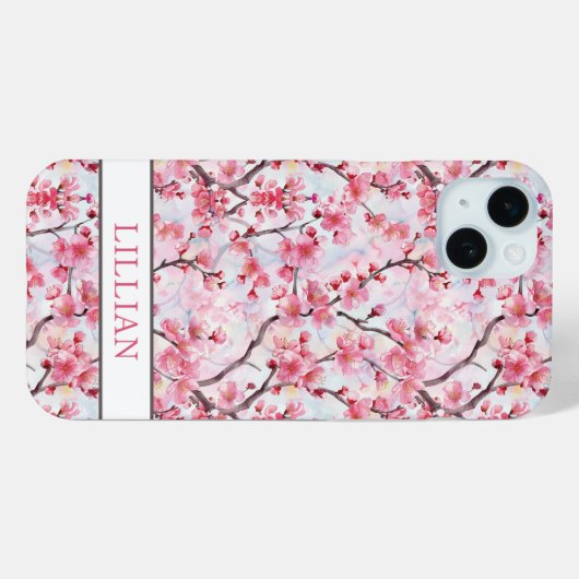 Kersenbloesem Sakura Monogram Case-Mate iPhone Case (Achterkant (horizontaal))