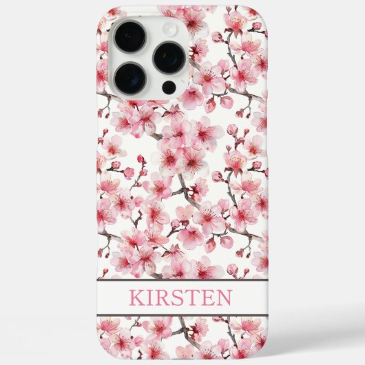 Kersenbloesem Sakura Patroon Geborduurd Monogram Case-Mate iPhone Case (Achterkant)