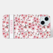 Kersenbloesem Sakura Patroon Geborduurd Monogram Case-Mate iPhone Case (Achterkant (horizontaal))