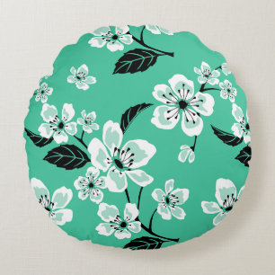 KERSENBLOESEM - SAKURA PATROON IN MINT ROND KUSSEN