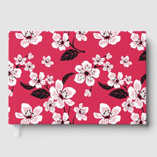 KERSENBLOESEM - SAKURA PATROON IN ROOD GASTENBOEK (Voorkant)